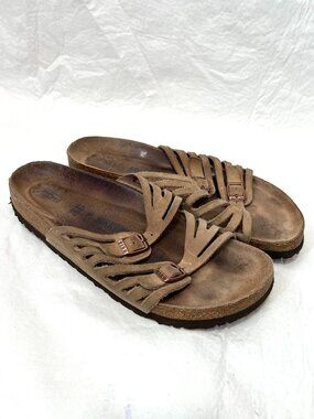 Birkenstock sandals Granada EU 40 womens 9 brown leather cut outs soft footbed